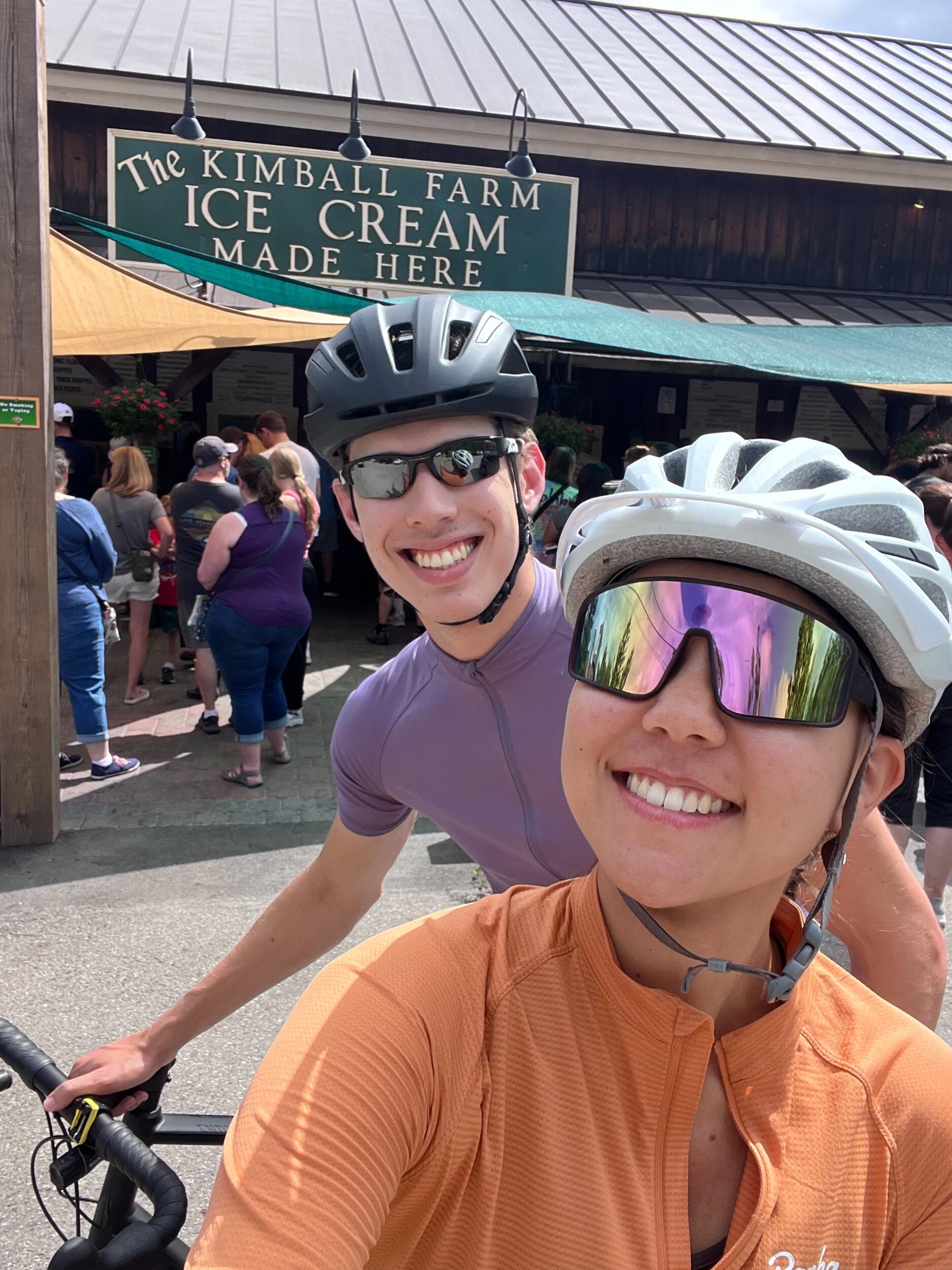 Lienne and Eric actively choose to bike 60 miles for some ice cream. Worth it. 