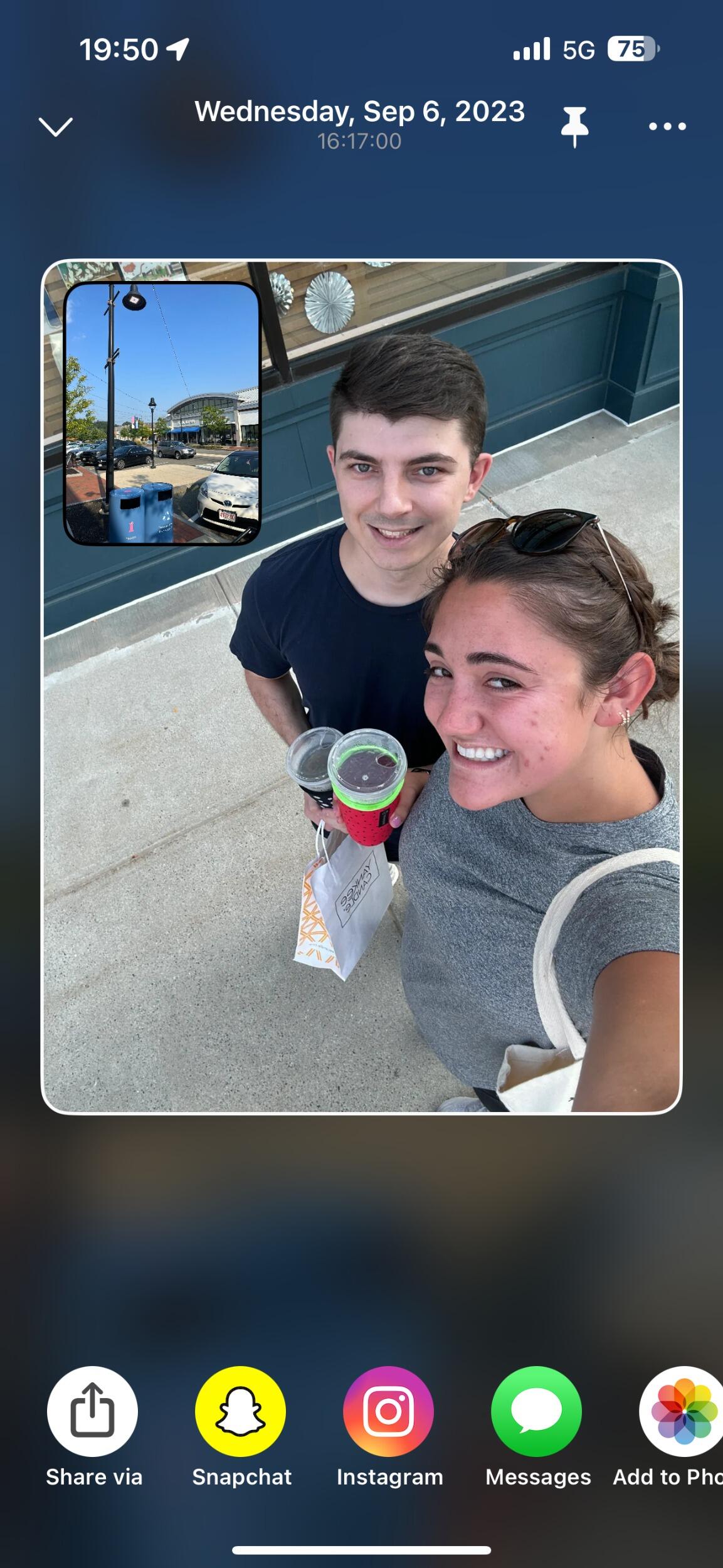 Marissa and David's very first picture together (a BeReal of course). This was also the day that David asked Marissa to be his girlfriend. 