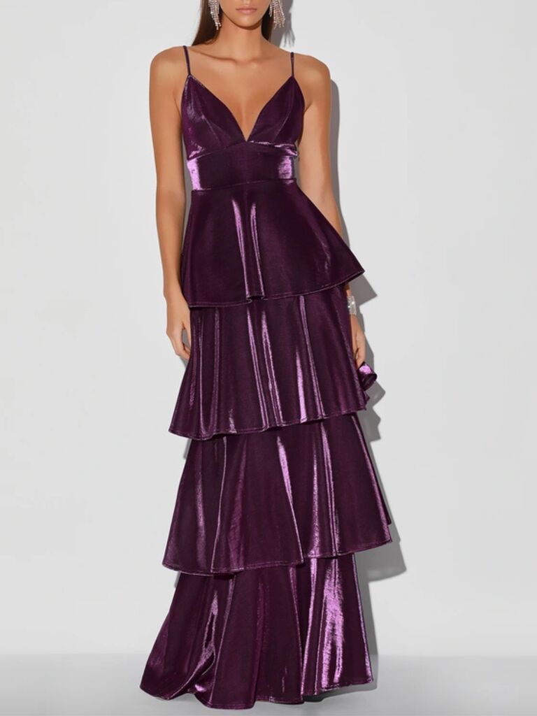 purple reception dress