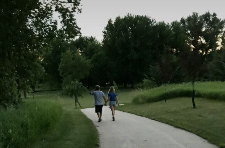 Walking in Island Park.