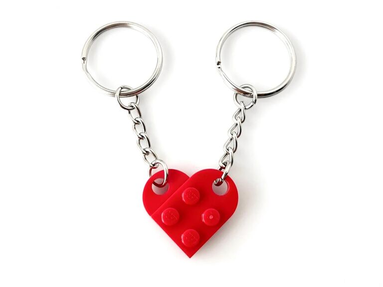 Heart lego coordinating key chain romantic gift