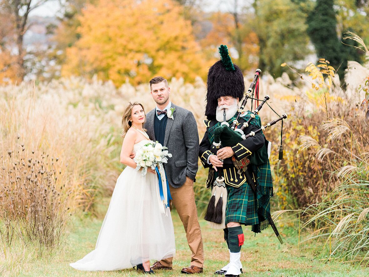 Commonwealth Bagpiper at wedding