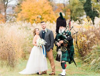 Commonwealth Bagpiper at wedding