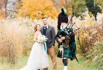 Commonwealth Bagpiper at wedding