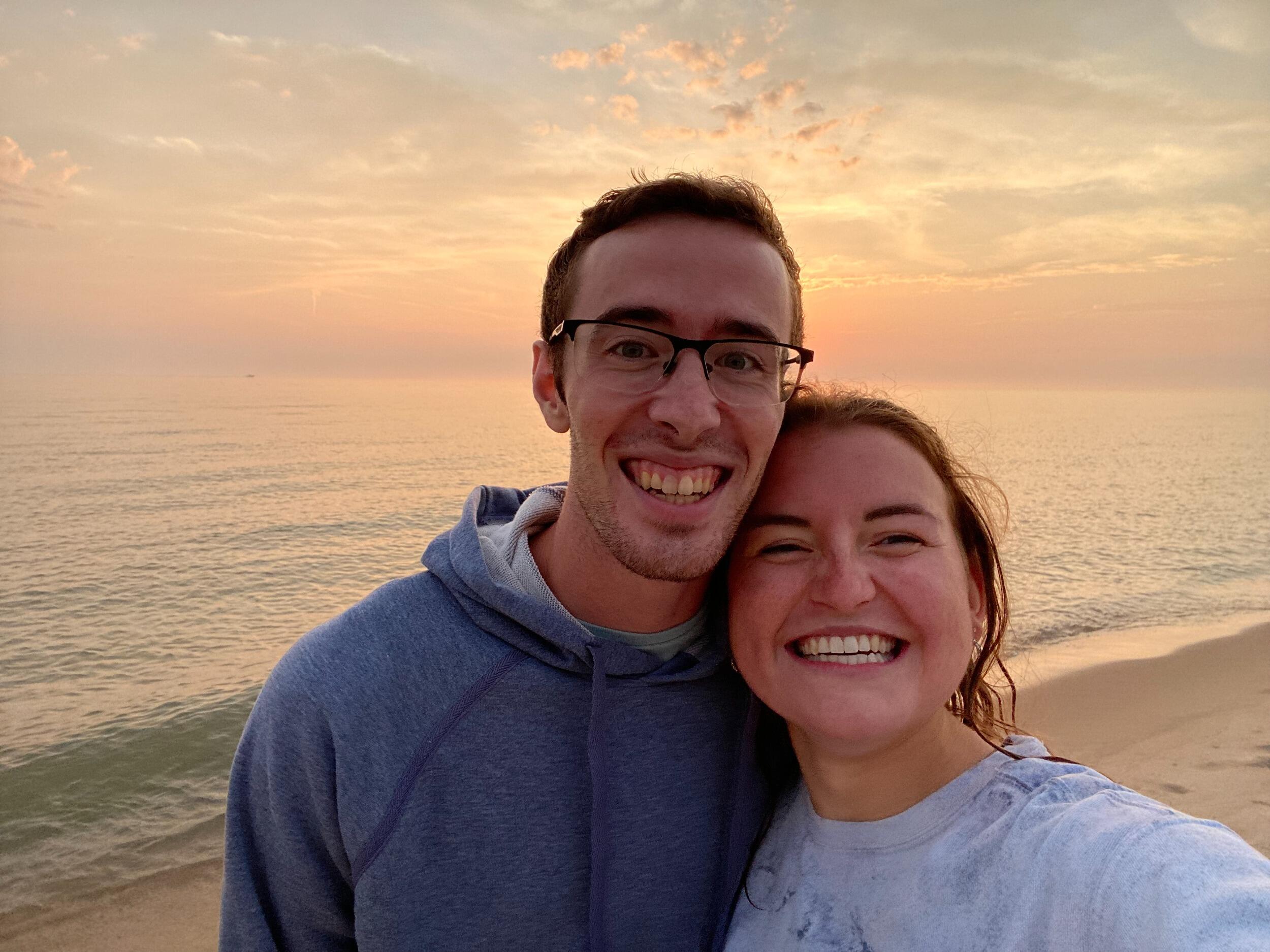 Celebrated our one year with a beach picnic, swimming, and a sunset. 