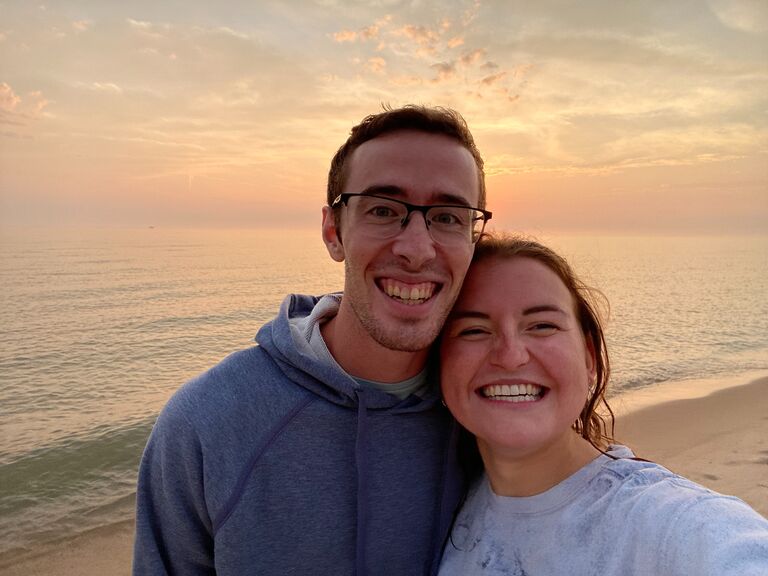 Celebrated our one year with a beach picnic, swimming, and a sunset.