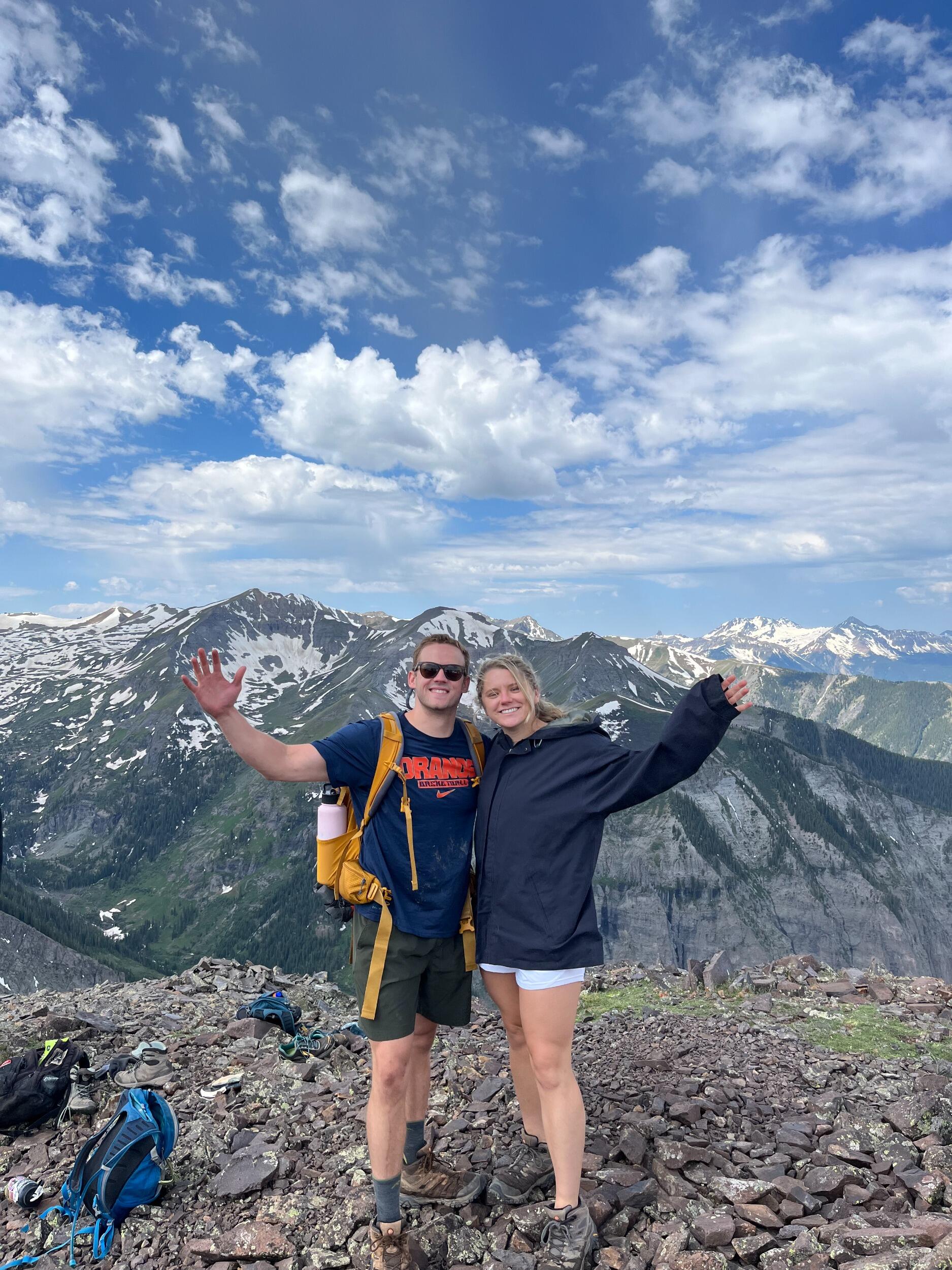 On one of their most brutal hiking days, they spent their July 4th crawling up 4,000ft of elevation on an 11 mile (terrifying) hiking trail to the top of Ajax peak outside of Telluride, CO.