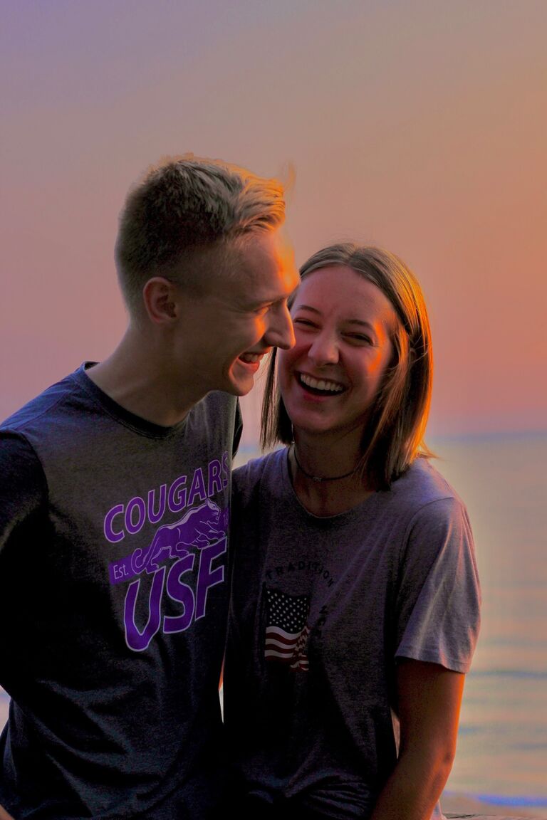 Our first picture together. Fourth of July weekend in Michigan! Around this same time we also fell in love with the song, "Orange Colored Sky" by Nat King Cole.