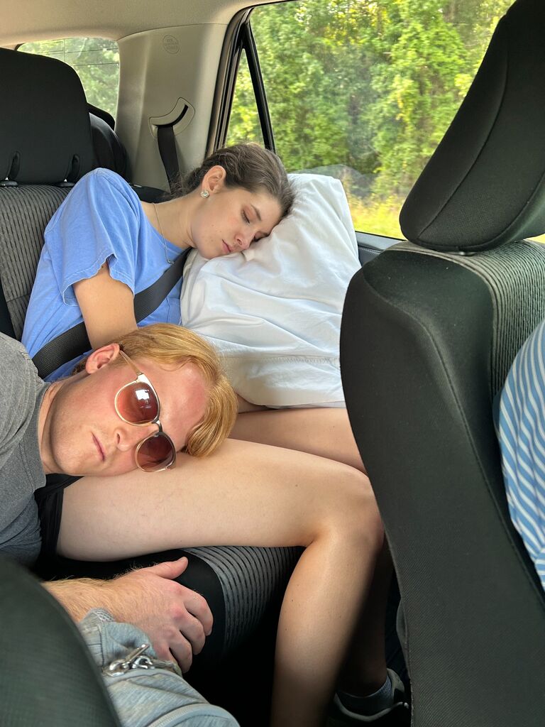 Got to go visit Daniel's grandparents house for the first time. We ate lots of food, rode four wheelers, petted horses, and went and watched the sunset at Wilhelmina. On the way home we were so tired!