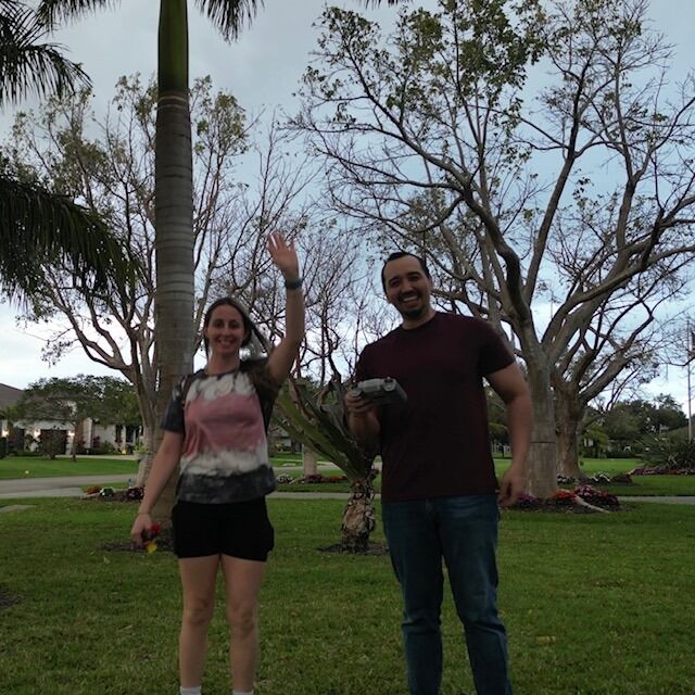 Told her to wave at the drone :)