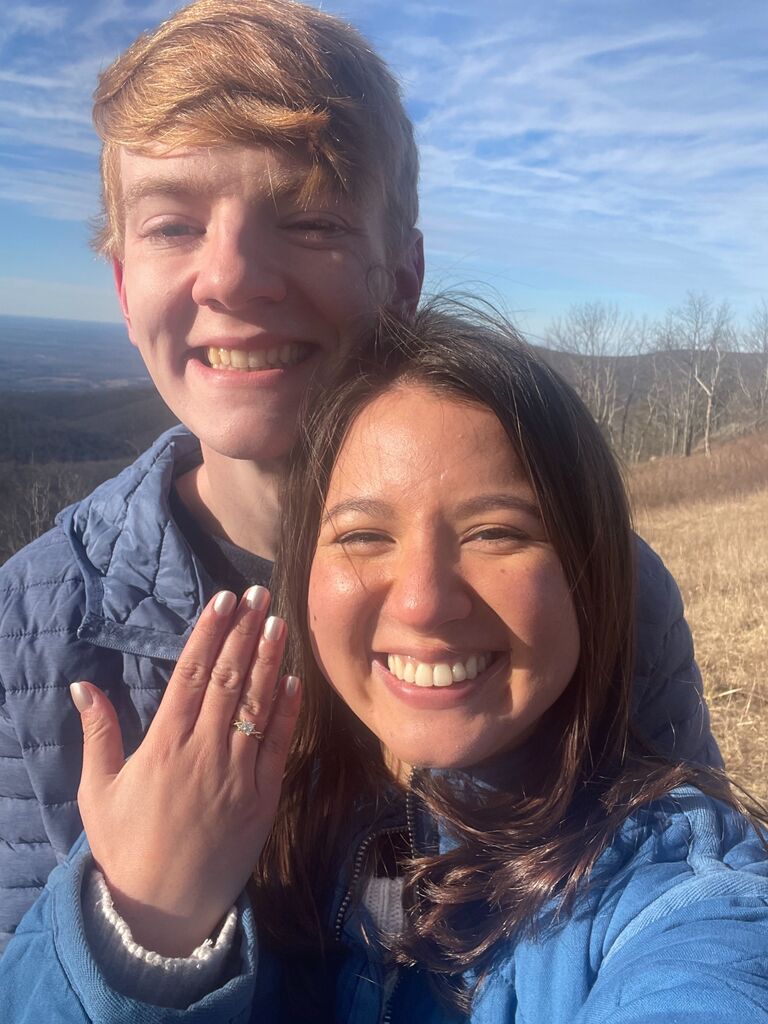 The proposal, aka, Super Bowl Sunday: Grant asked Peyton on a hike, and at the top of Cole Mountain, he popped the question and she said yes!