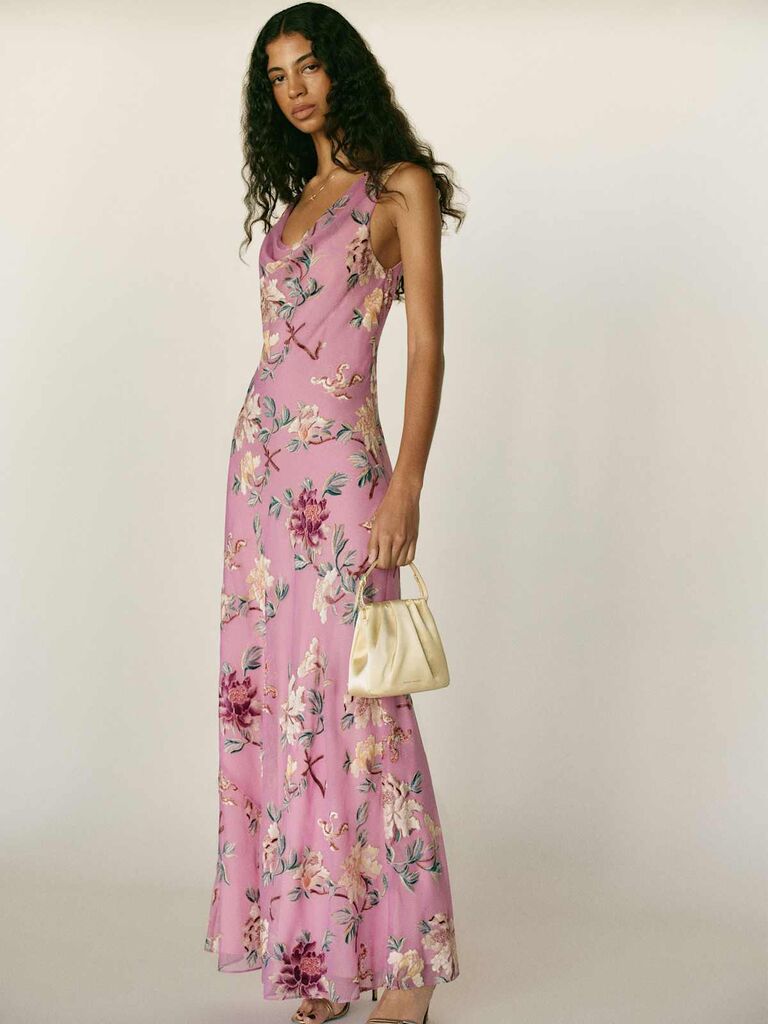 Reformation floral wedding guest dress