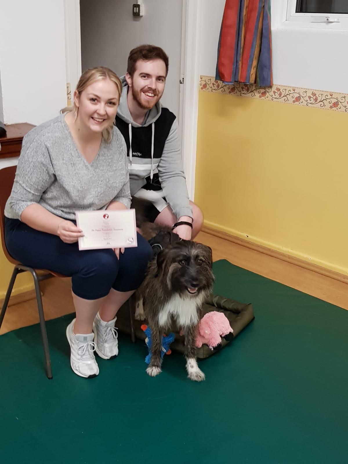 Proud parents when Bonnie passed her puppy training classes (not that you’d know she was ever trained!)