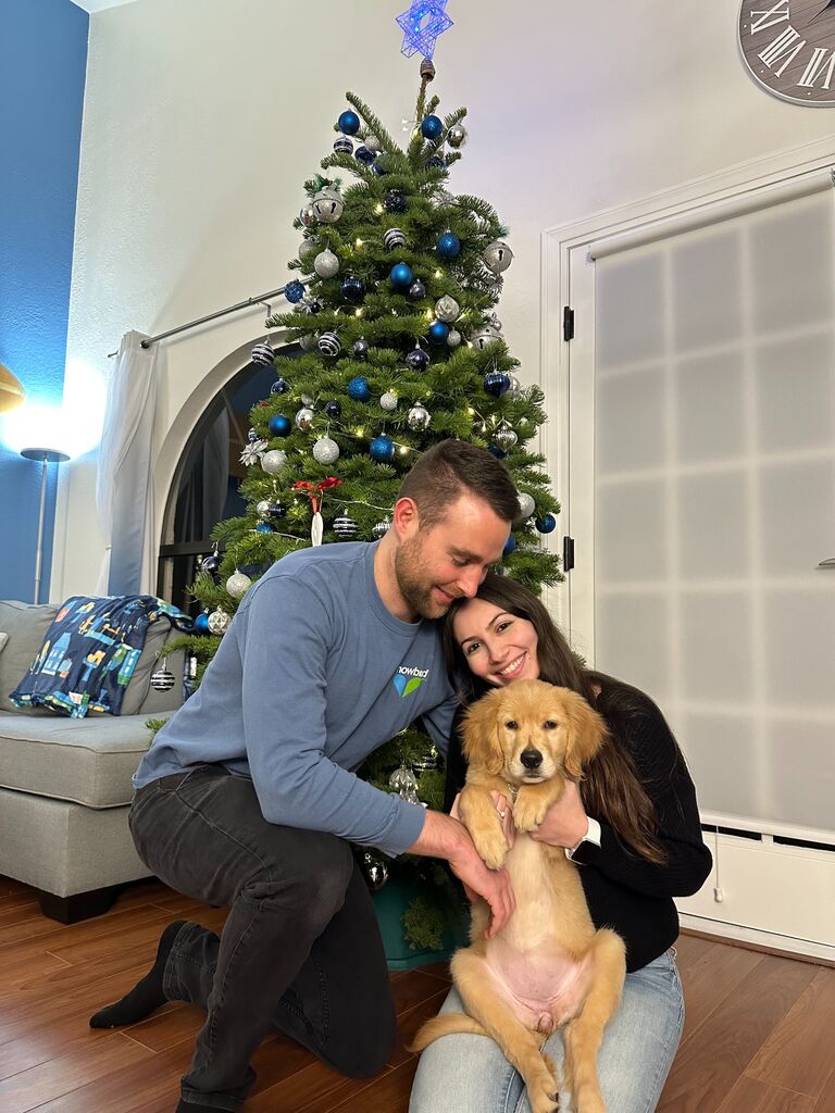 Laika's first Hannukah.  That's a New Year's tree - we're still Jewish.