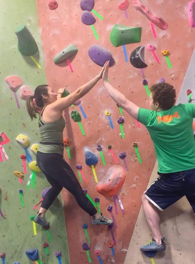 Olivia has been my rock and motivation for getting better at climbing! Couples who climb together, stay together! Climbing has been a significant part of our relationship - it turned our weekly dates into seeing each other multiple times a week! It gave us time to support each other and we have both grown, especially from the bonding during the times between the climbs.