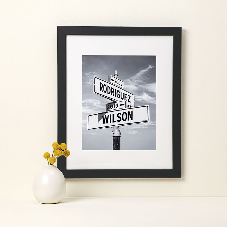 Intersection of Love Black and White Photo Print anniversary gift for couples who have everything
