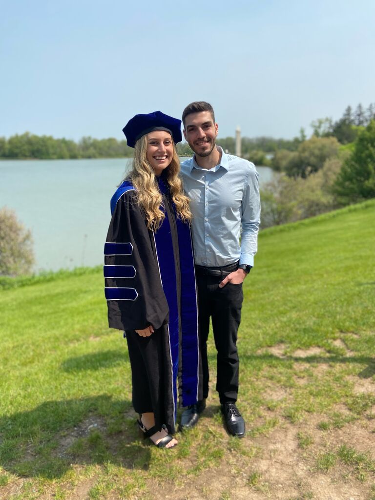 Hannah finally made it to the finish line, graduating with her PhD, with Nick being so supportive throughout the process! Next up will be Nick's graduation from PA school in May 2024!