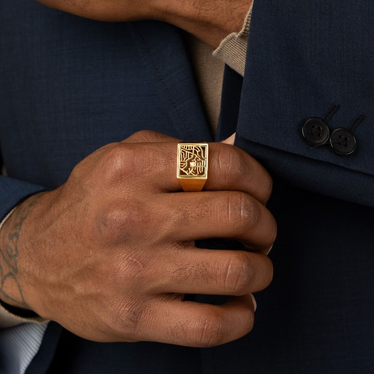 Talisa gold map signet ring