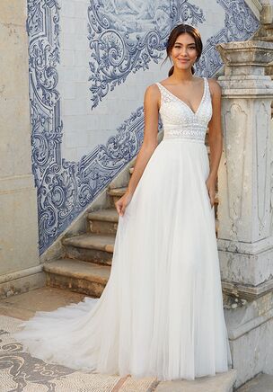 English Net A-Line Dress with Beaded Bodice