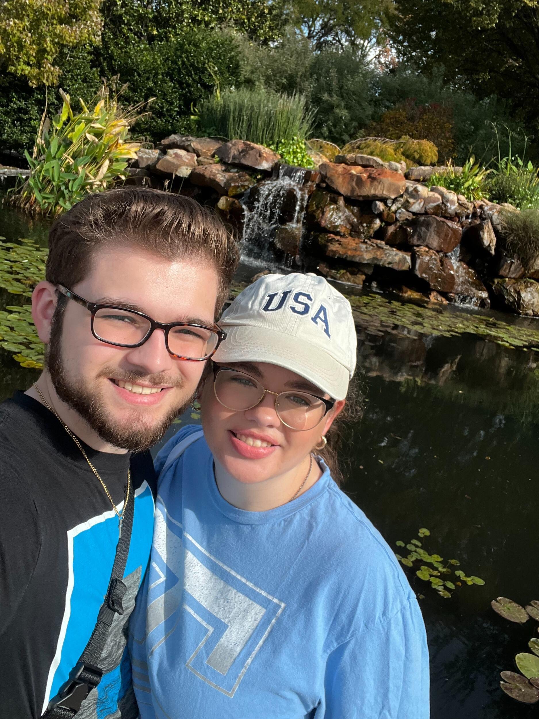 We love going to places like the zoo, aquarium, and the arboretum! This is us at the Dallas Arboretum.