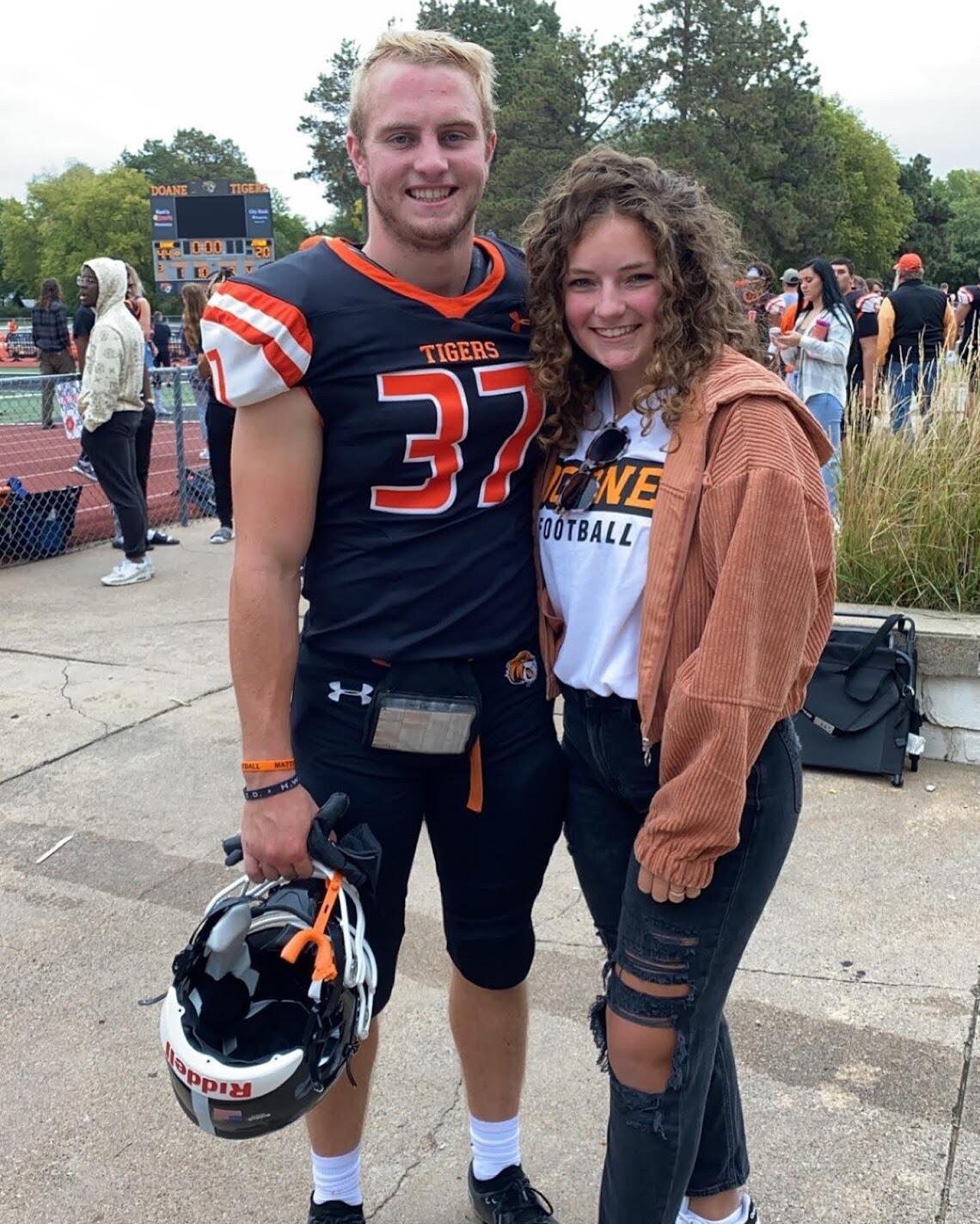 Our collegicate years were spend watching/playing lots of football, whether that be Doane, Nebraska, or just college football on TV. 