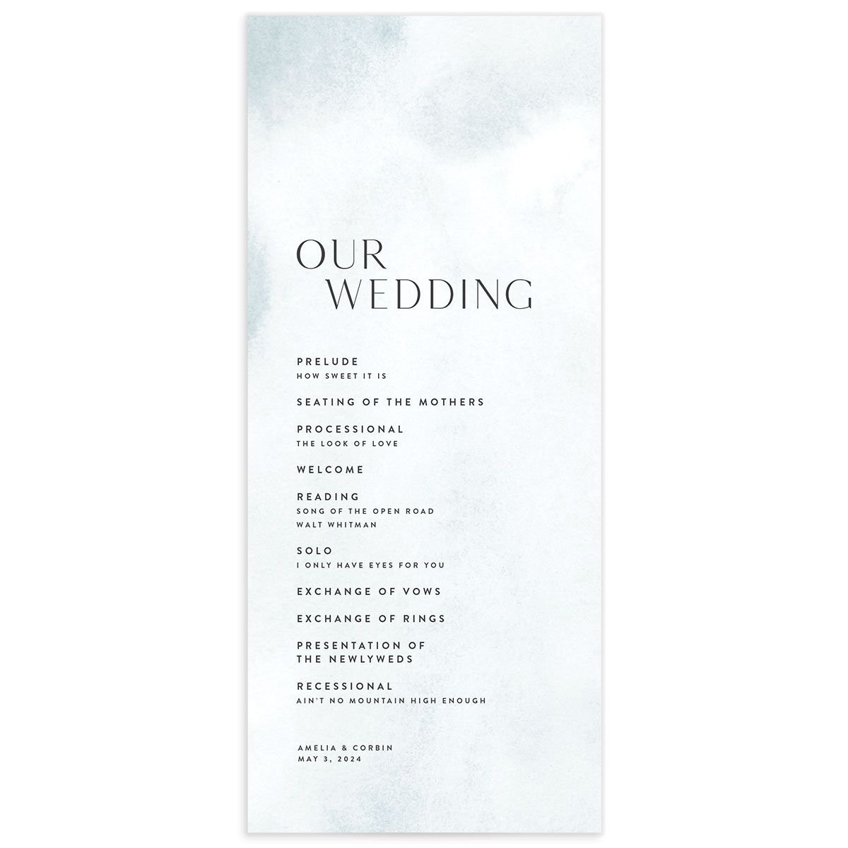 A Wedding Program from the Elegant Ethereal Collection