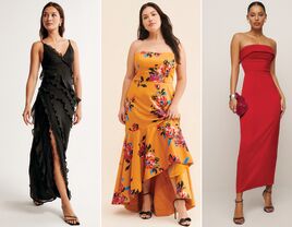 Three petite formal wedding guest dresses