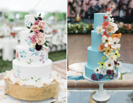 Two four-tier wedding cakes