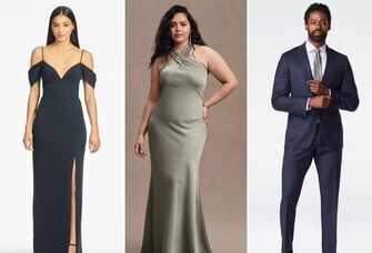 Three formal wedding guest outfits