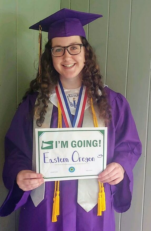 Ericka graduates during the 2020 COVID Pandemic and starts online college at Eastern Oregon University. 