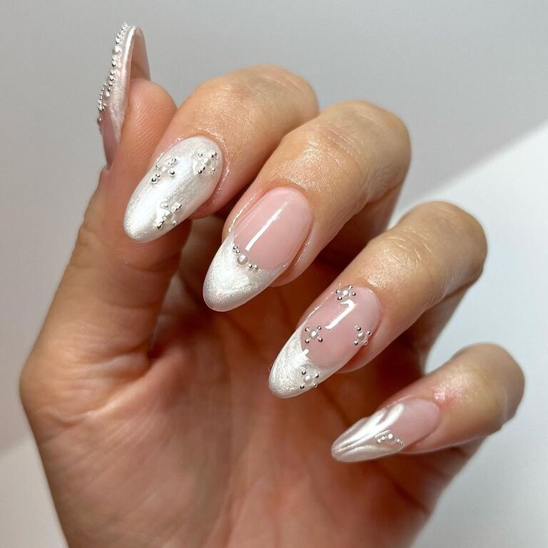 Silver french bridal nail inspiration