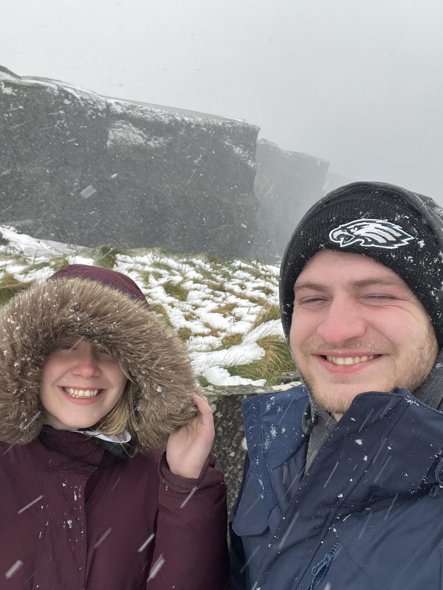 We started traveling abroad again, by  going to ireland. We love the snow and Guinness