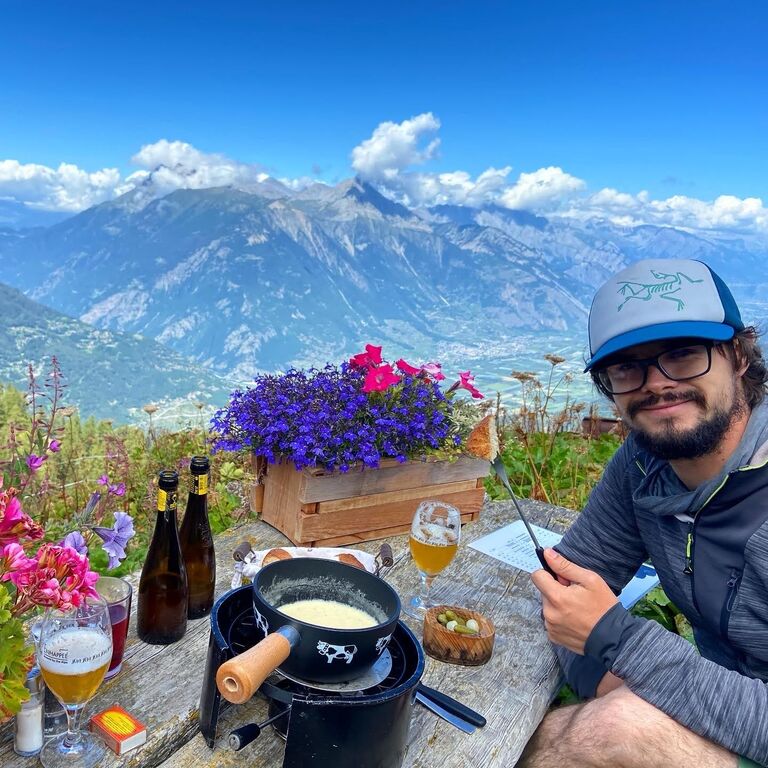 Eating Foundue in Switzerland, Europe