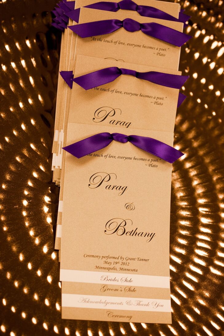 Purple And Gold Wedding Programs