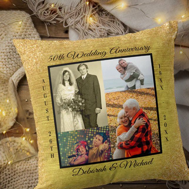 5oth wedding anniversary pillow with pictures