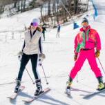 Couple skiing