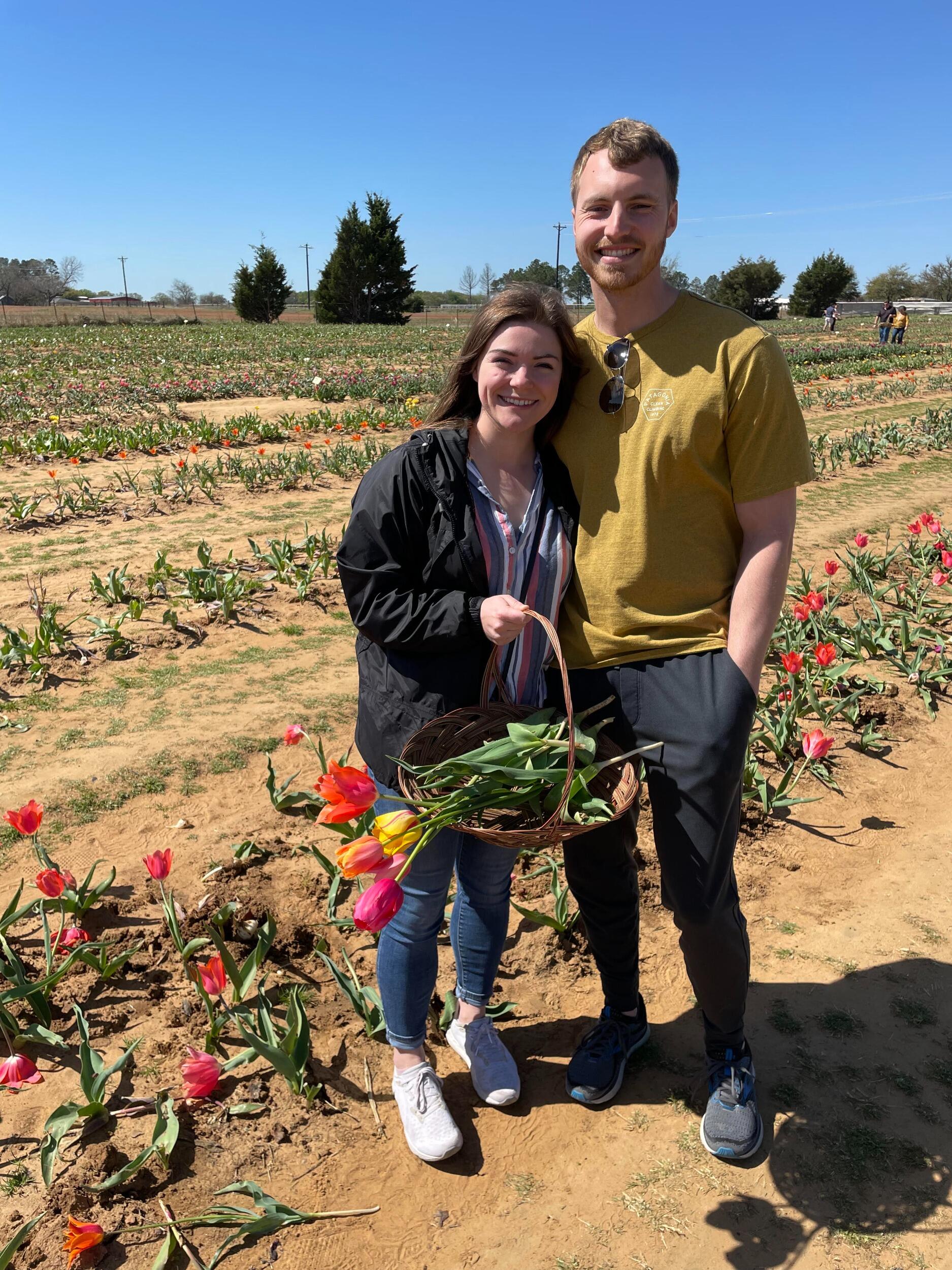 Within the first quarter of 2023, TJ firstly helped Megan move apartments. Then the couple went down to Denton, TX to visit some of TJ's college friends. They woke up at the crack of dawn to pregrame THE BEST BBQ in Texas (Goldie's) and then went to the Fort Worth Stockyards. They even squeezed in tulip picking!