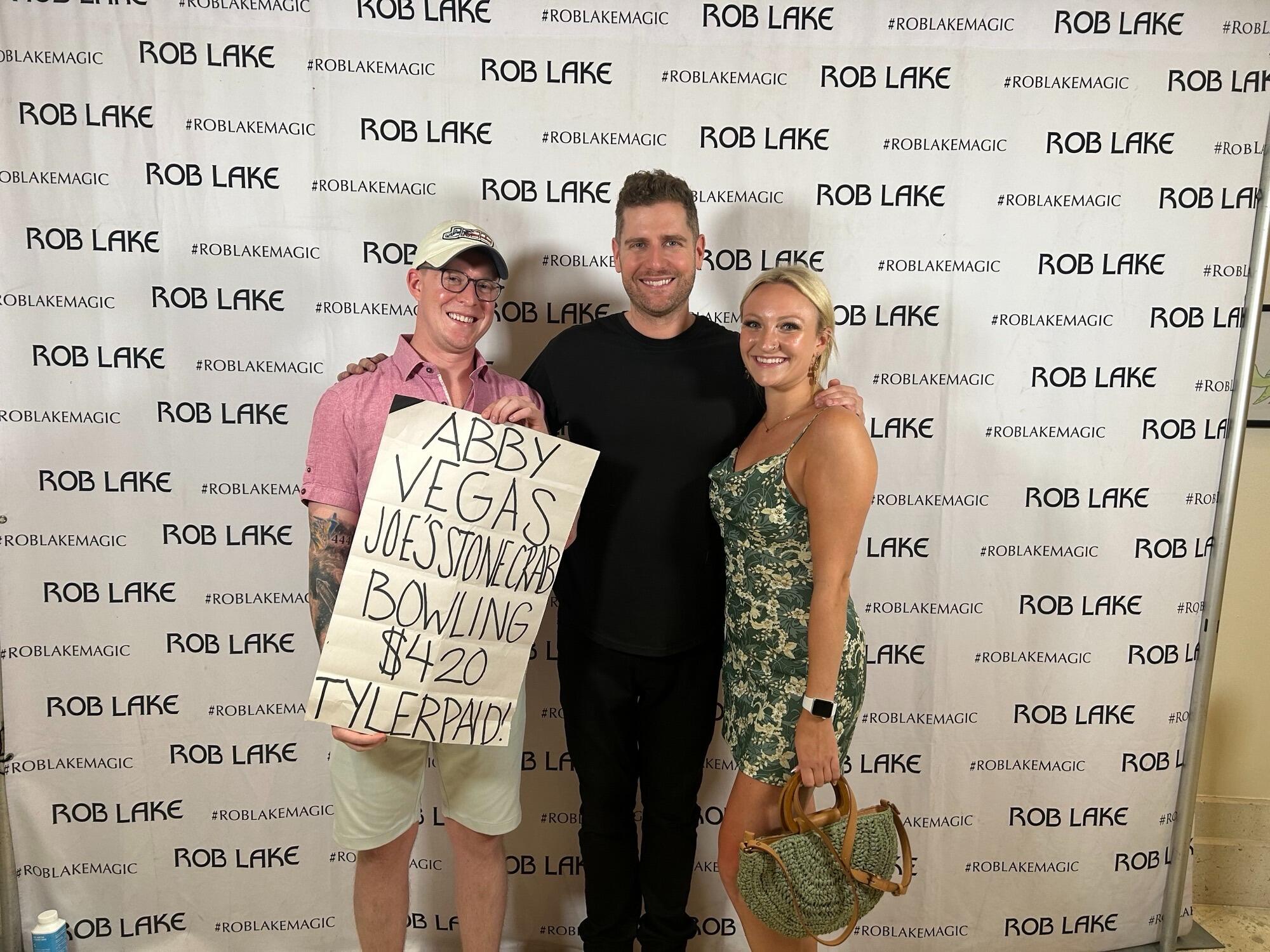 After we both got picked out of the audience at a Rob Lake Magic Show to come on stage and assist. 