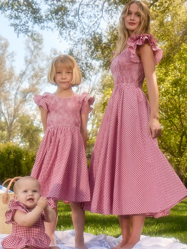 Red gingham matching mommy and me dresses for wedding from Ivy City Co 