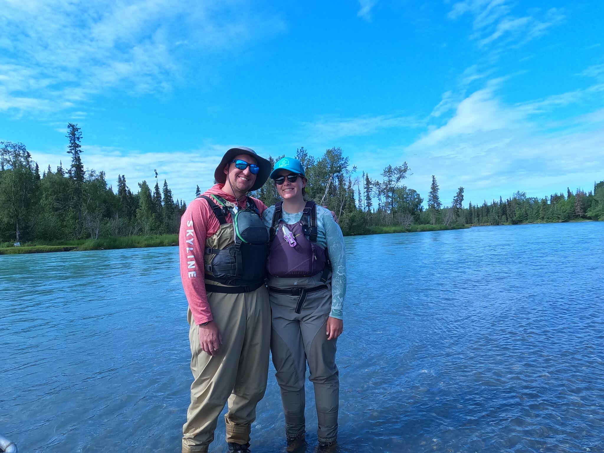 Kiana and Kyle fishing at the Kasilof River, Alaska