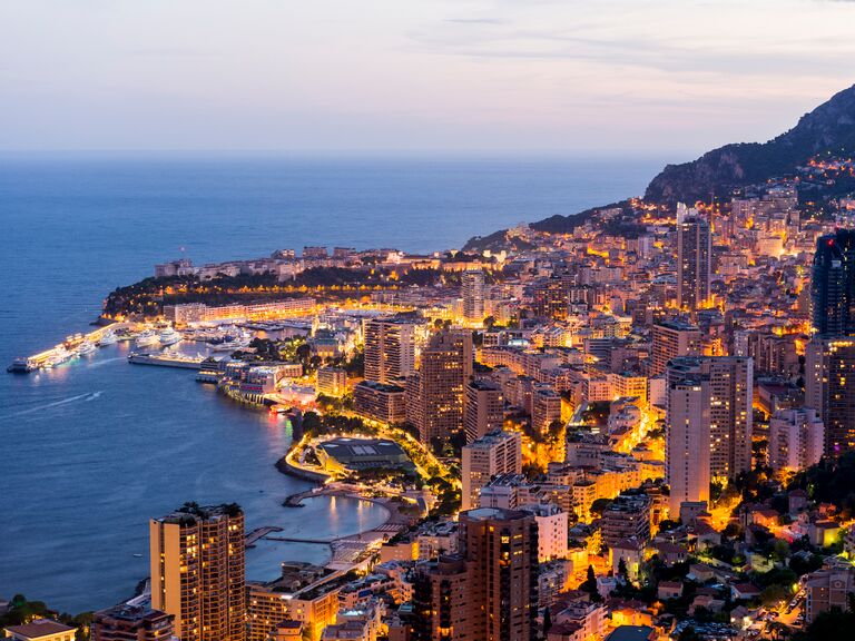 Sunset over the beaches of Monaco