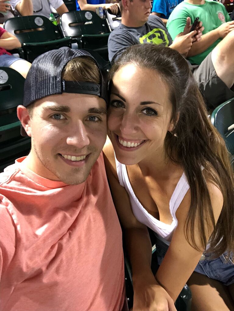 Austin and Danielle's very first picture together. This was at a Charlotte Knights baseball game. 

Fun Fact: They are the Triple-A affiliate of the Chicago White Sox and have arguably the coolest minor league stadium!