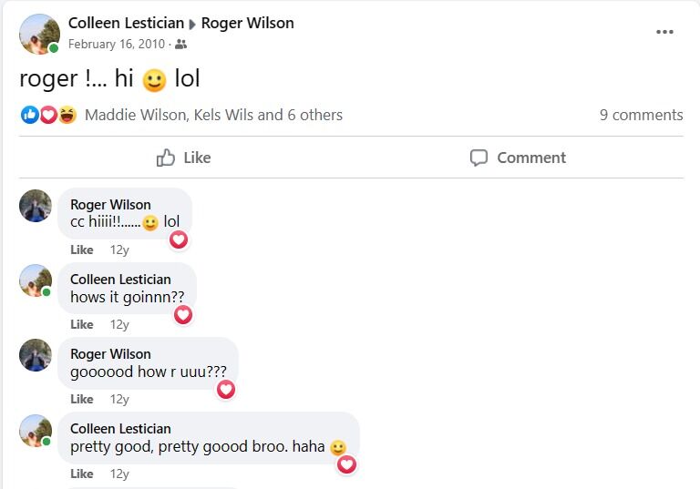 Nine years before they started dating, CC was annoying Rog on Facebook, posting on his wall often and telling him how much she missed him when he moved to North Carolina.
