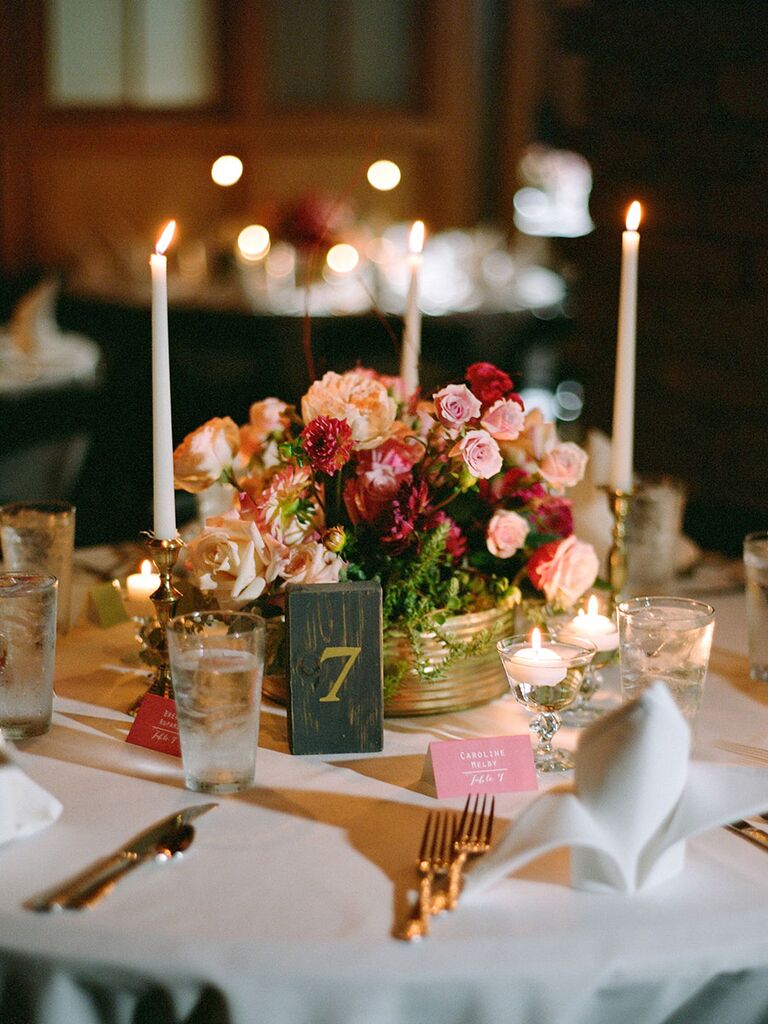 wedding table arrangements with candles