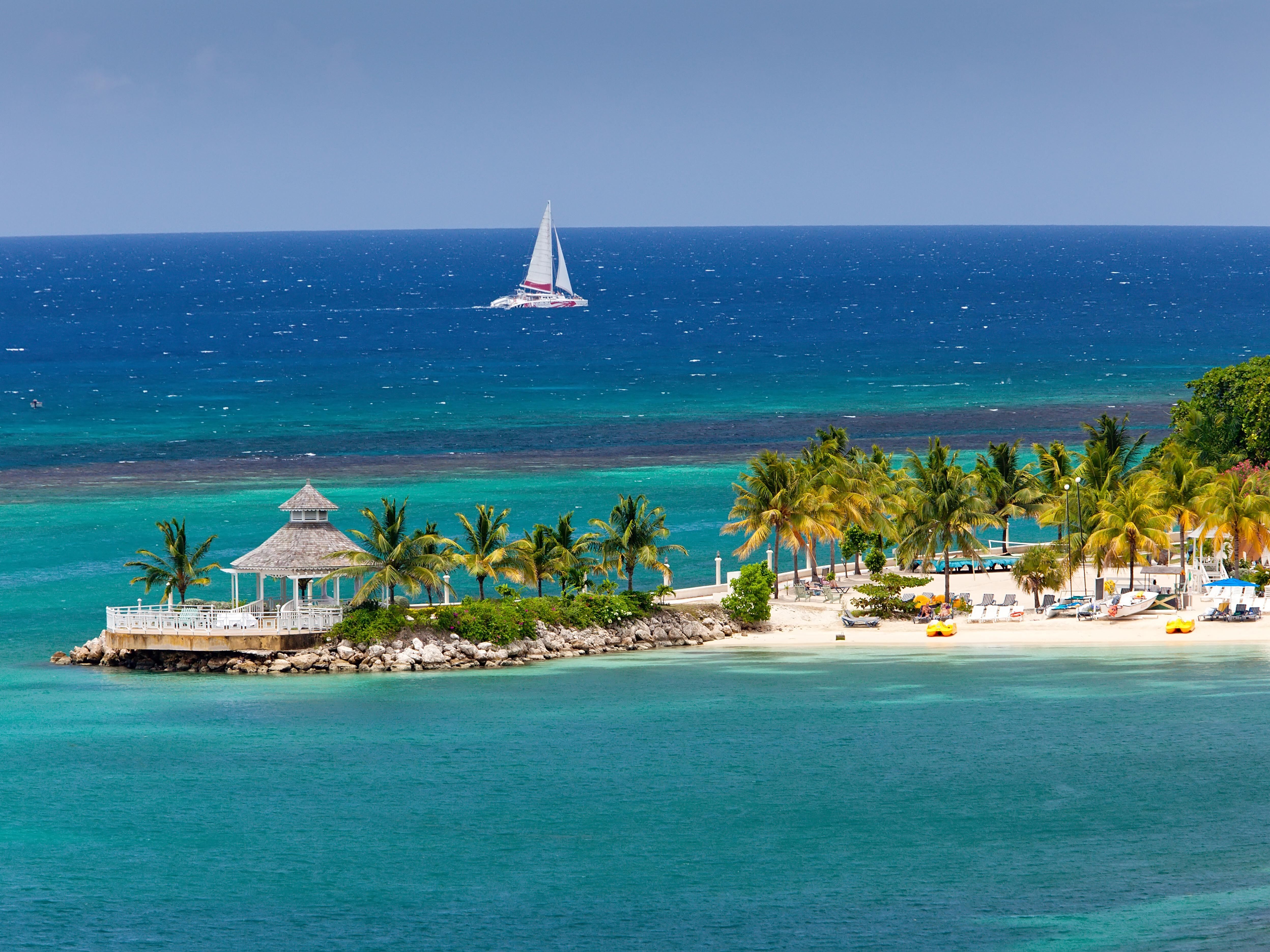 Sail boat near the coast of Jamaica
