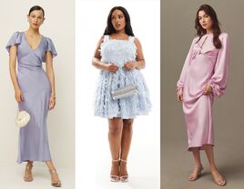 Three pastel dresses for wedding guests