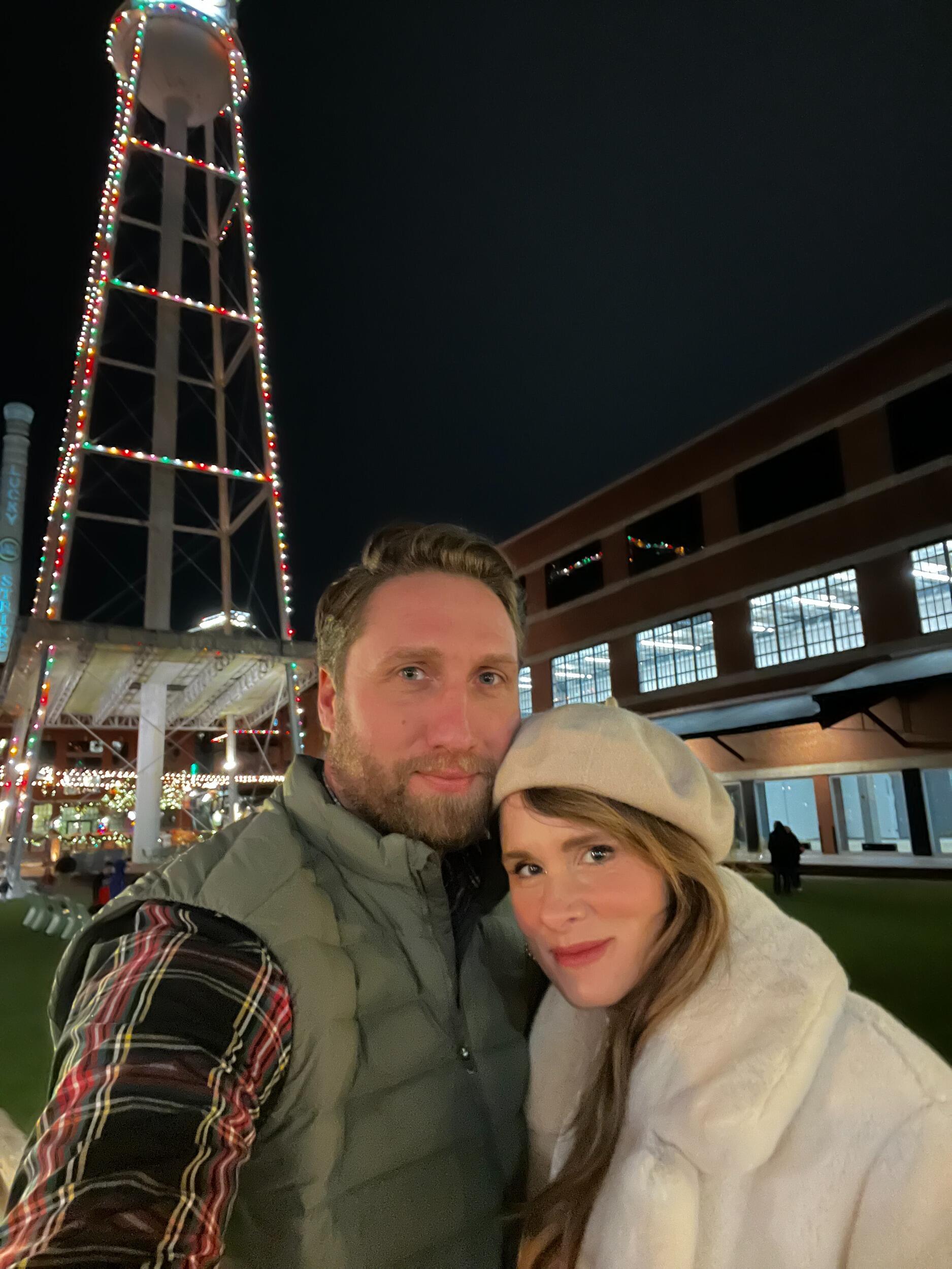 First Holiday Season together, Durham Tobacco Campus, Lucky Strike Tower. 