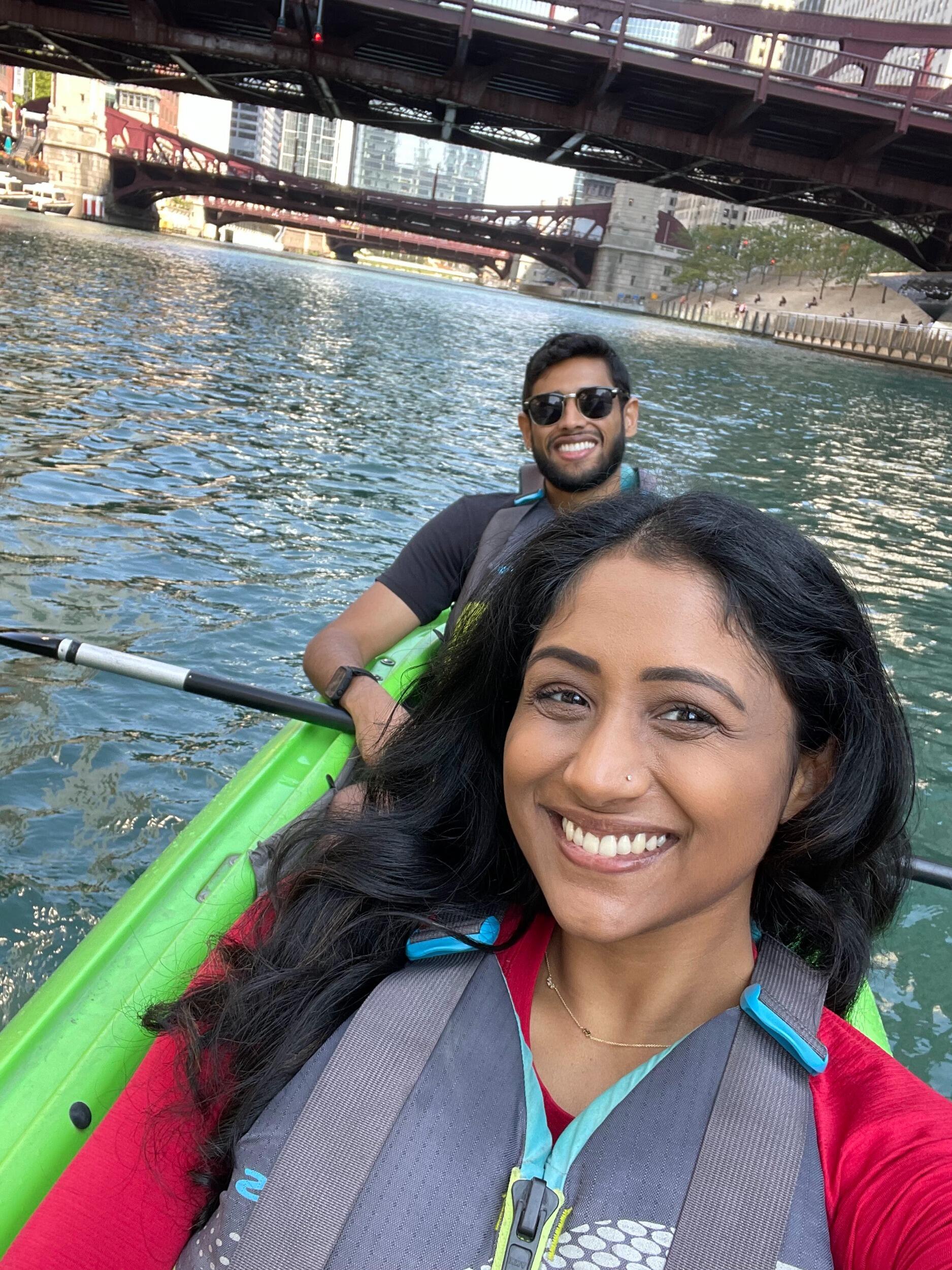 Our first time visiting Ganesh's hometown Chicago, and our first time kayaking! I definitely made Ganesh do all the work, princess treatment 24/7 (I will say, I am spoiled haha)