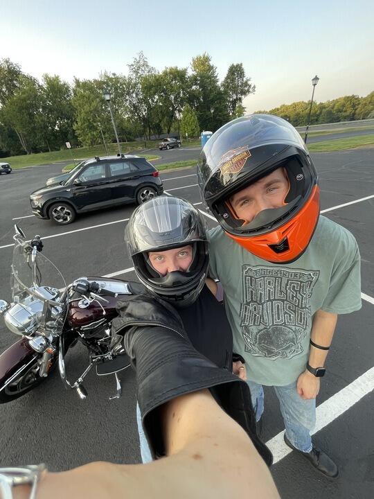 A defining moment in our relationship: riding Max's bike for the first time. We started off at Franklin Park, going really slow (I screamed the whole time). Then I got REALLY bold and we took a singular lap around Purcellville. Turns out, I love a motorcycle ride & have asked to go on MANY since this first day.