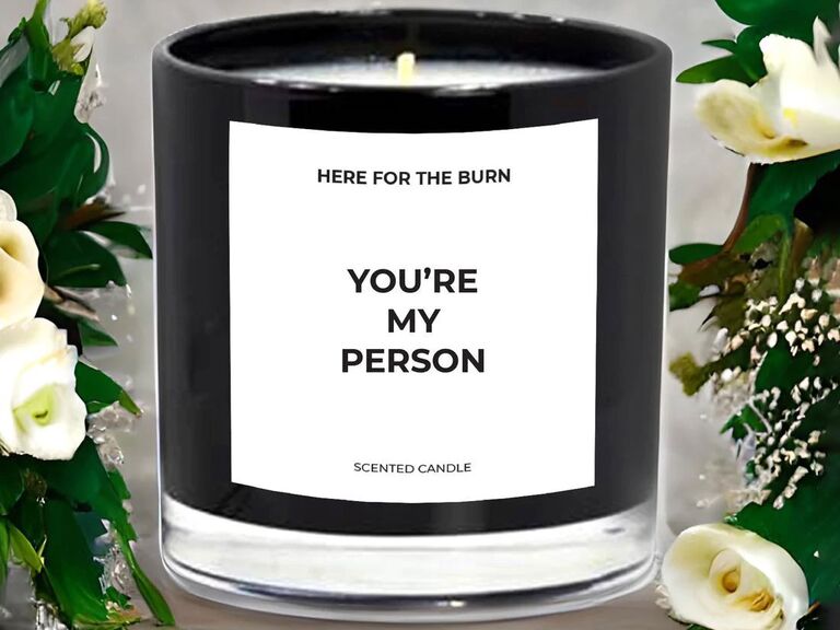 Scented candle in You're My Person vessel romantic gift